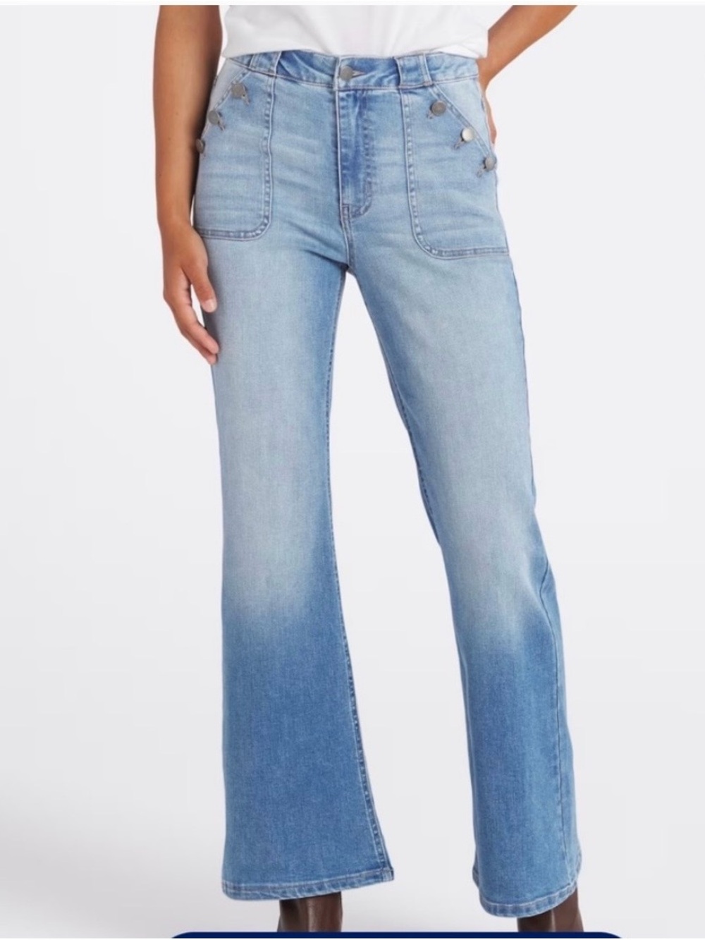 Mason & Belle Mariella High Rise Patch pocket flare jean- Indigo